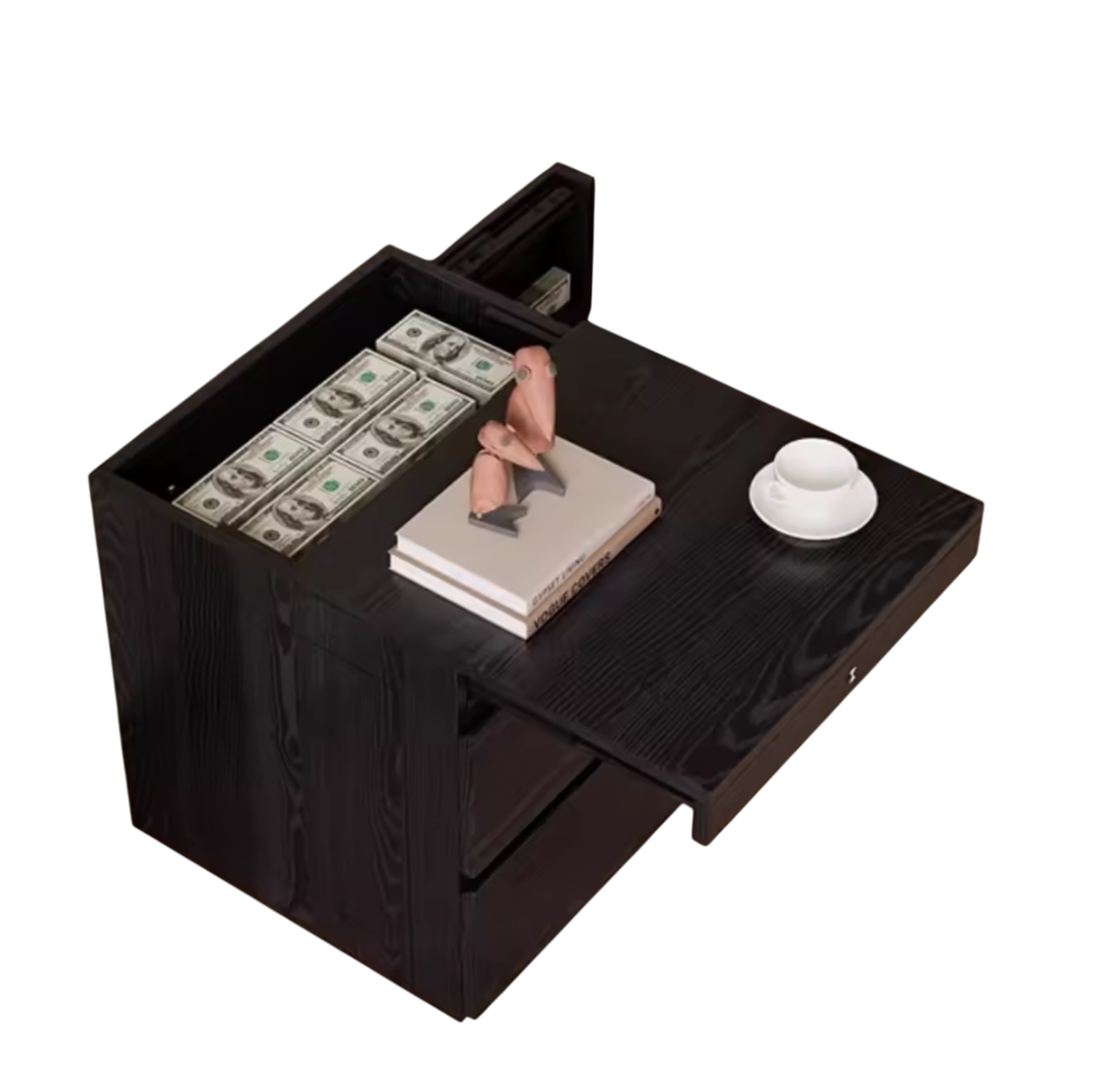 ShadowBox - Table de chevet en bois avec cachette magnétique